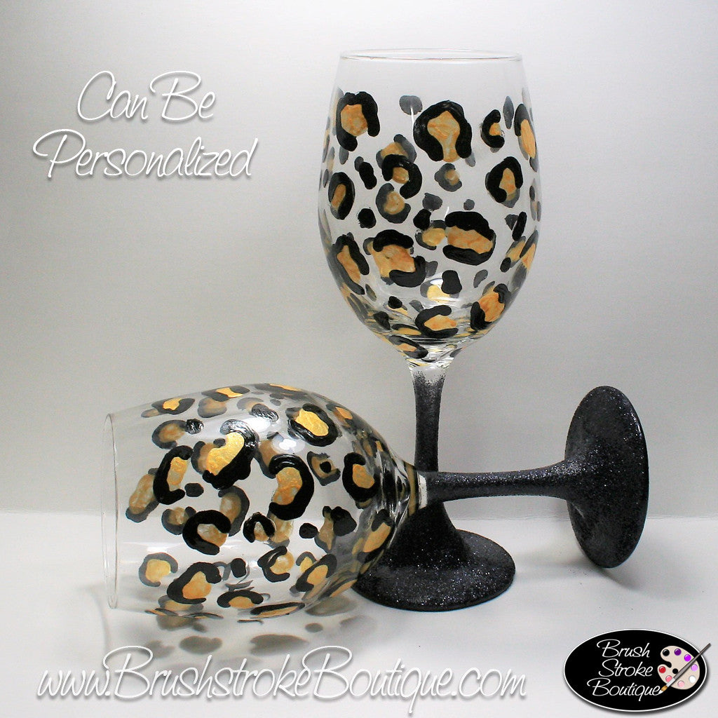 Hand Painted Wine Glass - Leopard Bling Set - Original Designs by Cathy  Kraemer