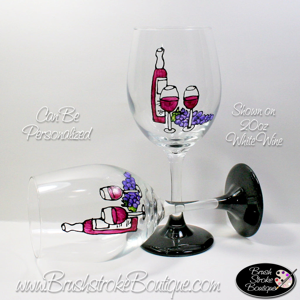 Hand Painted Wine Glass - Cute Lil Reindeer - Original Designs by Cathy  Kraemer