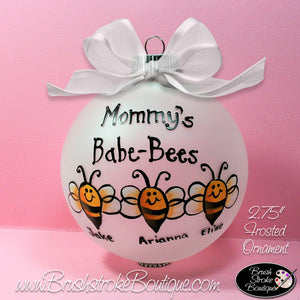 Baby Bees Ornament - Hand Painted Glass Ball Ornament - Original Designs by Cathy Kraemer