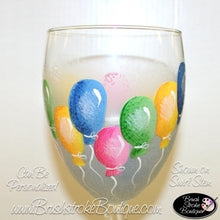 Hand Painted Wine Glass - Balloons - Original Designs by Cathy Kraemer