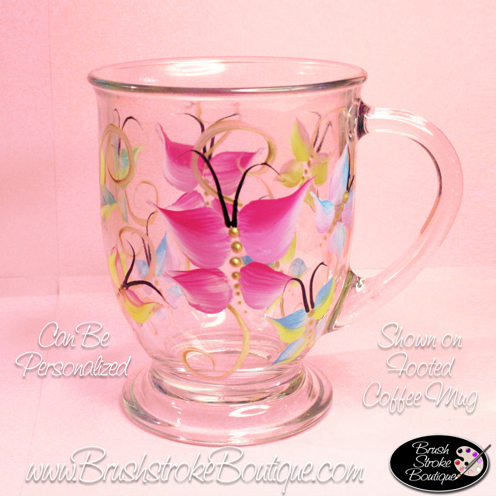 Hand Painted Coffee Mug - Pastel Butterflies - Original Designs by Cathy Kraemer