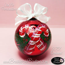 Candy Canes Ornament - Hand Painted Glass Ball Ornament - Original Designs by Cathy Kraemer