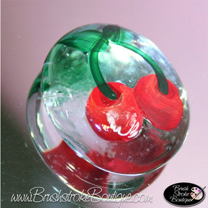 Hand Painted Glass Gems - Cherries Jubilee - Original Designs by Cathy Kraemer