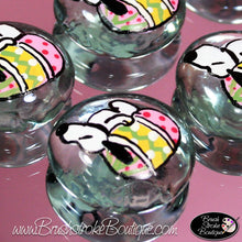 Hand Painted Glass Gems - Easter Dog - Original Designs by Cathy Kraemer
