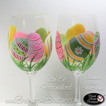Hand Painted Wine Glass - Easter Eggs - Original Designs by Cathy Kraemer