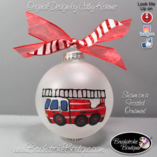 Hand Painted Ornament - Glass Ball Ornament - Firetruck - Original Designs by Cathy Kraemer