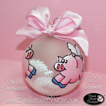 Hand Painted Ornament - Glass Ball Ornament - Flying Pigs - Original Designs by Cathy Kraemer