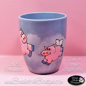 Hand Painted Coffee Mug - When Pigs Fly - Original Designs by Cathy Kraemer