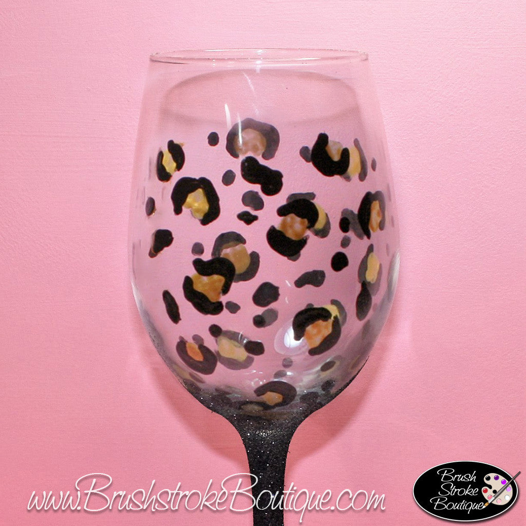 Leopard Heart Jeweled Stemmed Wine Glass - Miche Designs and Gifts