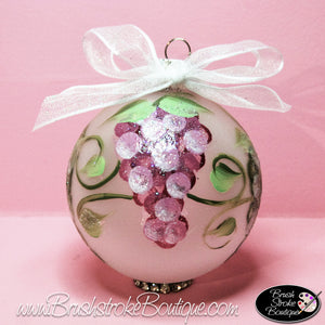 Hand Painted Ornament - Glass Ball Ornament - Grapes - Original Designs by Cathy Kraemer