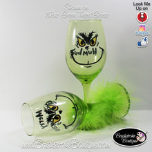 Hand Painted Wine Glass - Grinchy Christmas - Original Designs by Cathy Kraemer