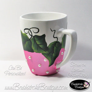 Pink Floral Monogram Ceramic Coffee Mug With Embellished 