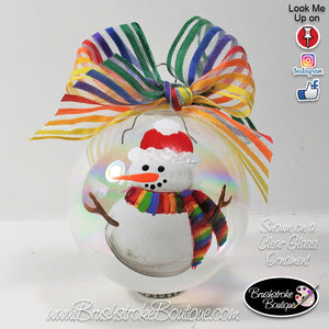 Hand Painted Ornament - Glass Ball Ornament - LGBT Snowman - Original Designs by Cathy Kraemer