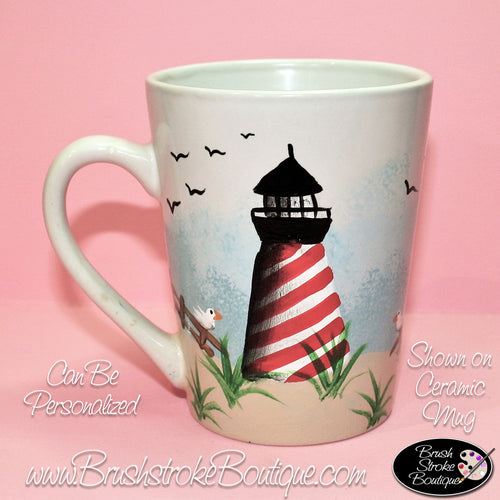 Hand Painted Coffee Mug - Lighthouse - Original Designs by Cathy Kraemer