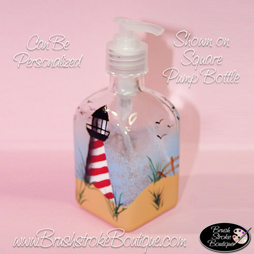 Hand Painted Pump Bottle - Lighthouse - Original Designs by Cathy Kraemer