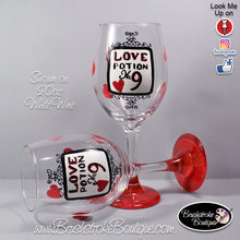 Hand Painted Wine Glass - Love Potion Hearts - Original Designs by Cathy Kraemer