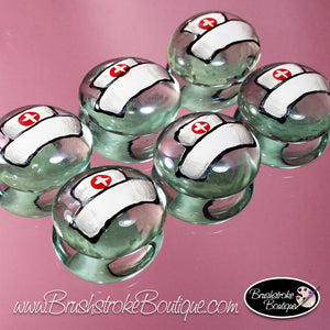 Hand Painted Glass Gems - Nurse Hat - Original Designs by Cathy Kraemer