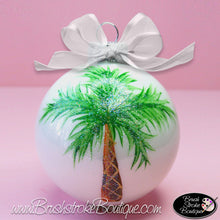 Hand Painted Ornament - Glass Ball Ornament - Palm Tree - Original Designs by Cathy Kraemer