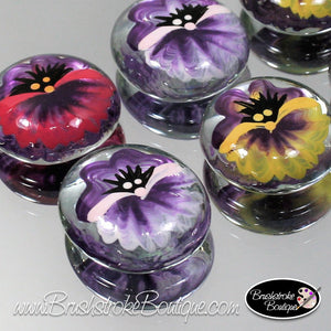 Hand Painted Glass Gems - Pansies - Original Designs by Cathy Kraemer