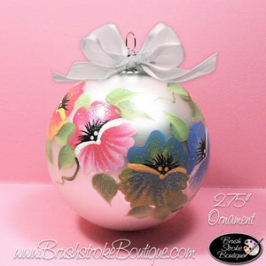 Hand Painted Ornament - Glass Ball Ornament - Pastel Pansies - Original Designs by Cathy Kraemer