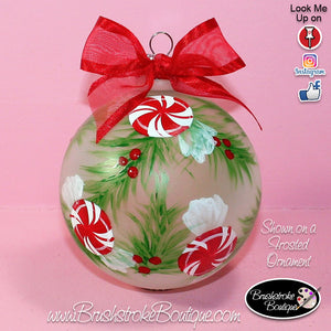 Hand Painted Ornament - Glass Ball Ornament - Peppermints - Original Designs by Cathy Kraemer