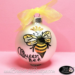 Hand Painted Ornament - Glass Ball Ornament - Queen Bee - Original Designs by Cathy Kraemer