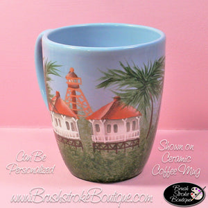 Hand Painted Coffee Mug - Sanibel Island Lighthouse - Original Designs by Cathy Kraemer