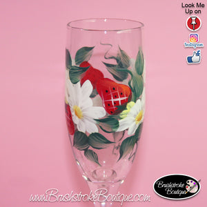 Hand Painted Champagne Flutes - Strawberries & Daisies - Original Designs by Cathy Kraemer