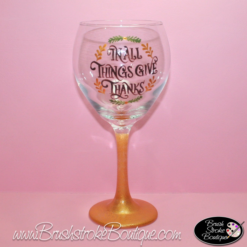 Painted Thanksgiving Wine Glass
