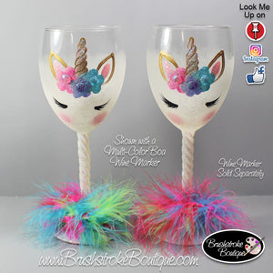 Mini Feather Boa Wine Markers - Choose Your Color to Coordinate