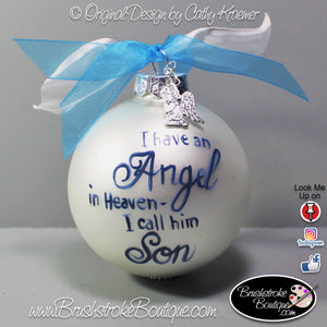 Hand Painted Ornament - Glass Ball Ornament - Angel in Heaven - Original Designs by Cathy Kraemer