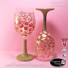 Hand Painted Wine Glass - Girl Glam Leopard - Original Designs by Cathy Kraemer