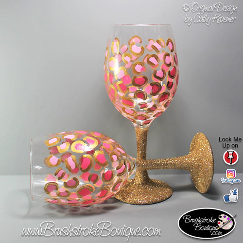 Leopard Peekaboo Glitter Wine Glass, T.K. Crafts Boutique