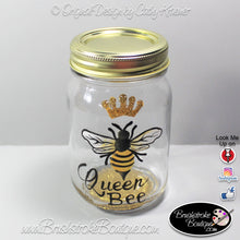 Hand Painted Mason Jar - Queen Bee - Original Designs by Cathy Kraemer