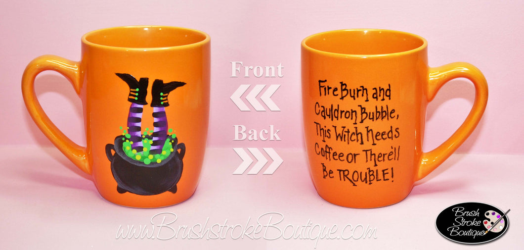 Hand Painted Coffee Mug - Cauldron Trouble - Original Designs by Cathy Kraemer