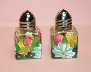 Hand Painted Salt & Pepper Shakers - Spring Bouquet - Original Designs by Cathy Kraemer