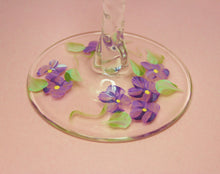 Hand Painted Wine Glass - Purple Forget Me Nots - Original Designs by Cathy Kraemer