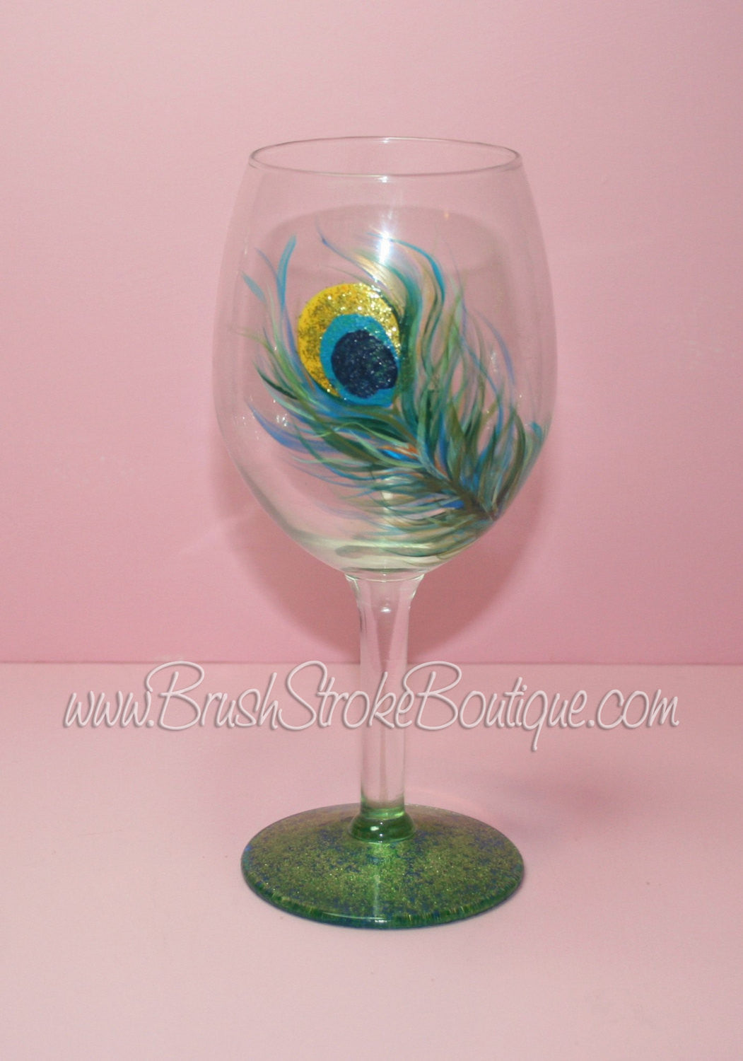 NymphFable Hand-Painted Wine Glass Coloured Peacock Artisan Painted 15oz Personalised Gift for Best Friend