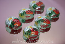 Hand Painted Glass Gems - Strawberries & Daisies - Original Designs by Cathy Kraemer
