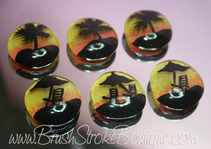 Hand Painted Glass Gems - Tropical Sunset - Original Designs by Cathy Kraemer
