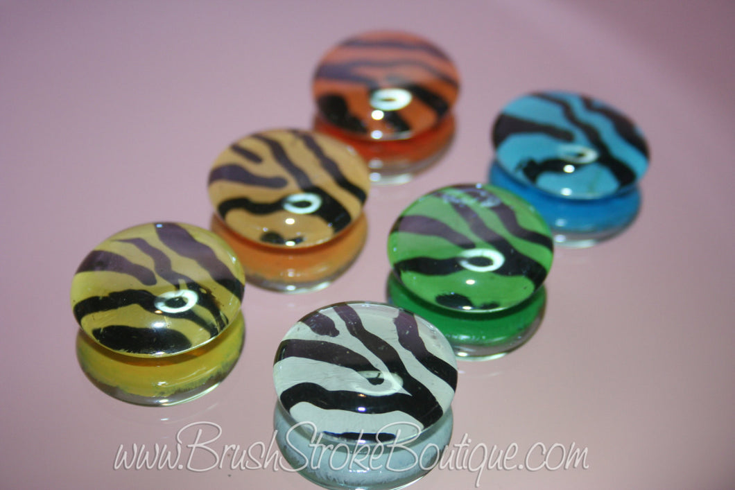 Hand Painted Glass Gems - Zebra Colors - Original Designs by Cathy Kraemer