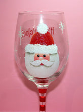 Hand Painted Wine Glass - Santa Face - Original Designs by Cathy Kraemer